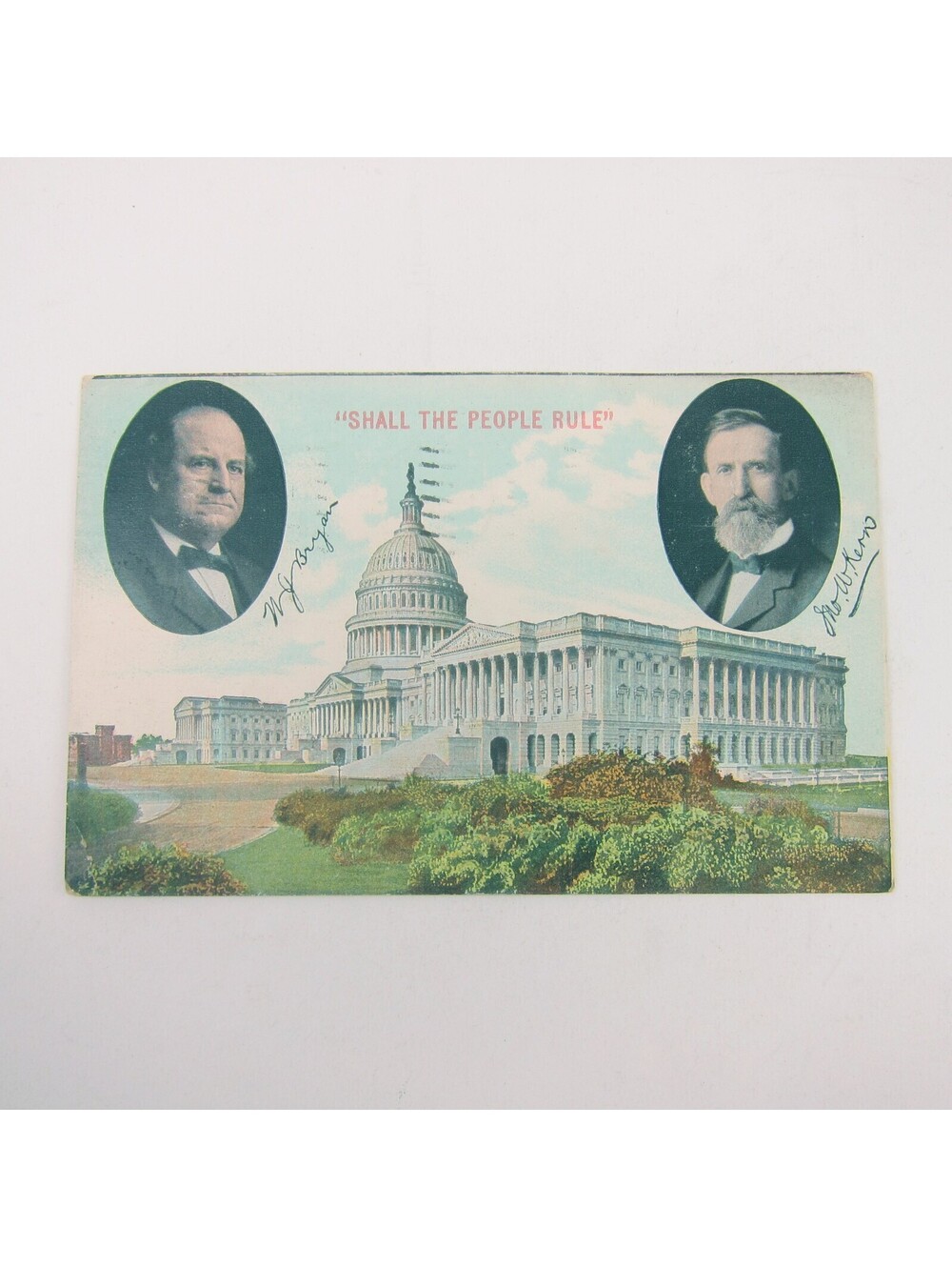 Postcard President WJ Bryan & VP JW Kern Portraits Political Antique 1908